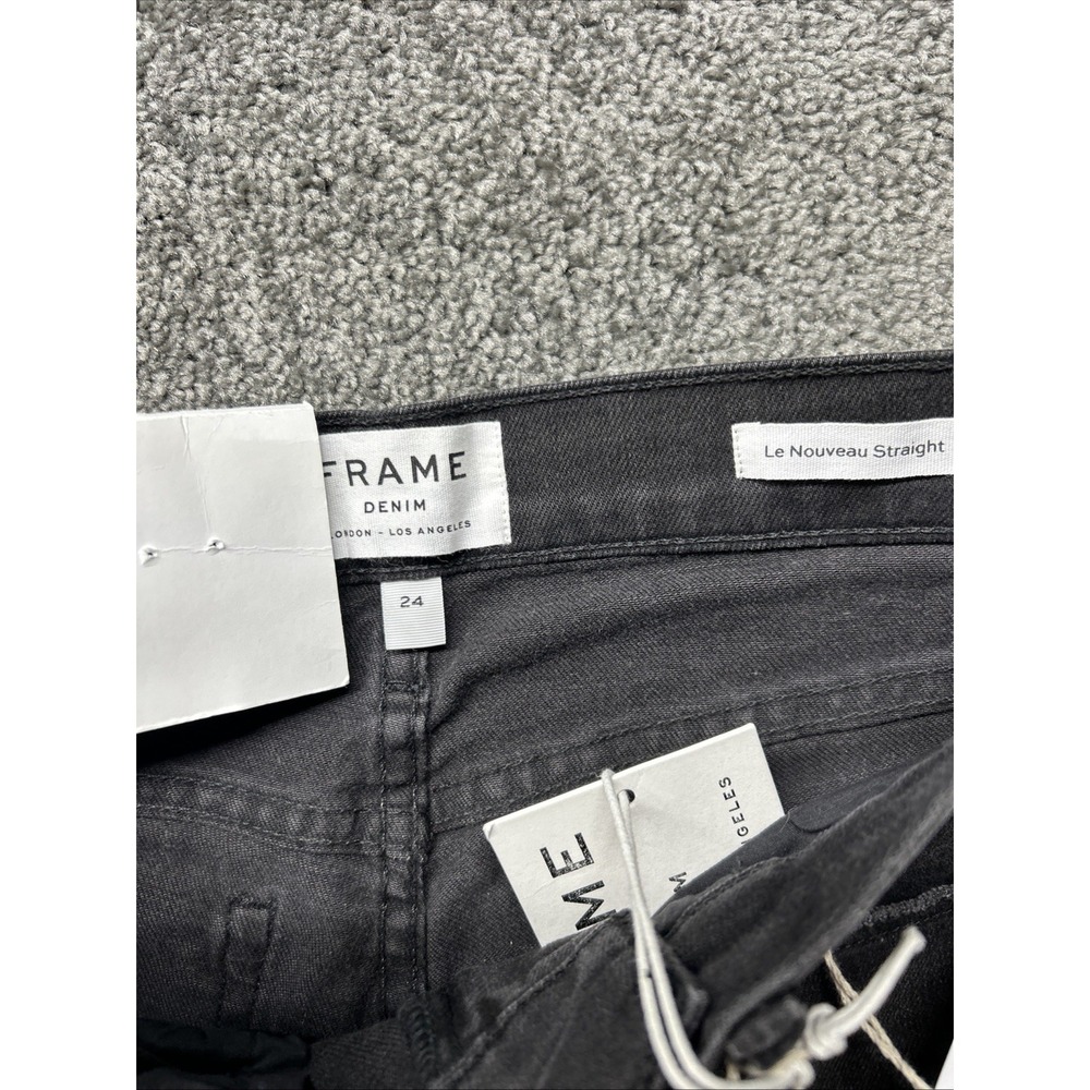 Frame Le Nouveau Straight High Rise Jeans Black Womens 24x27 LNS795 - Picture 7 of 10